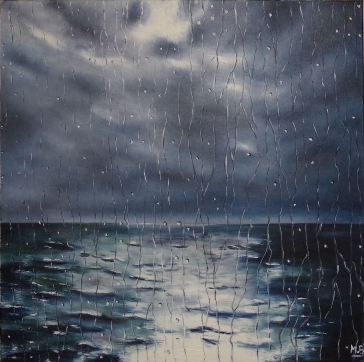 Pittura intitolato "impression-pluie-bi…" da Muriel Besson-Braem, Opera d'arte originale, Olio