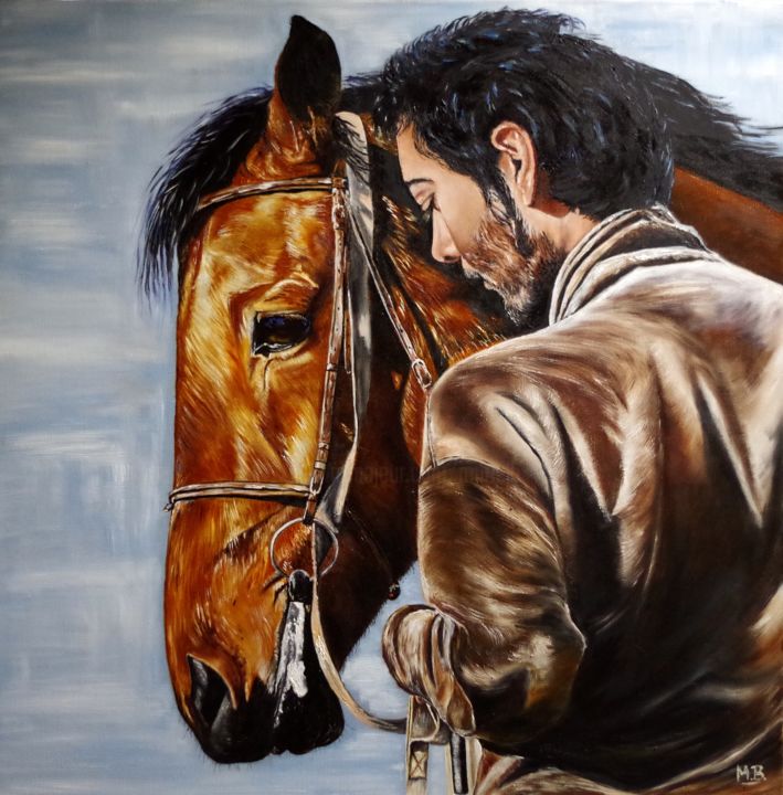 Peinture intitulée "Horseman" par Muriel Besson-Braem, Œuvre d'art originale, Huile