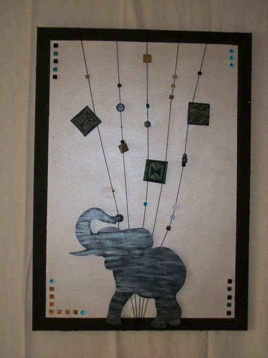 Pintura titulada "nzoku, l'éléphant a…" por Muriel Décoratrice De Toiles, Obra de arte original