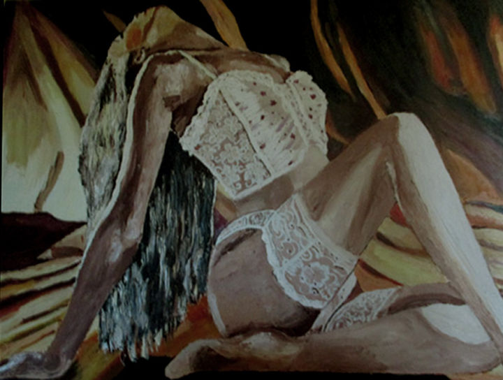 「Femme」というタイトルの絵画 Muriel Dupontによって, オリジナルのアートワーク, オイル