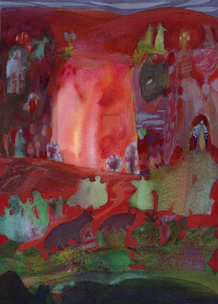 Dessin intitulée "Grotte lumineuse" par Muriel Gabilan, Œuvre d'art originale, Encre