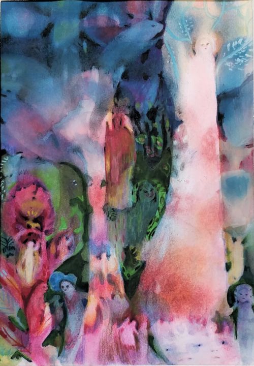 Drawing titled "Pierre de lune" by Muriel Gabilan, Original Art, Ink