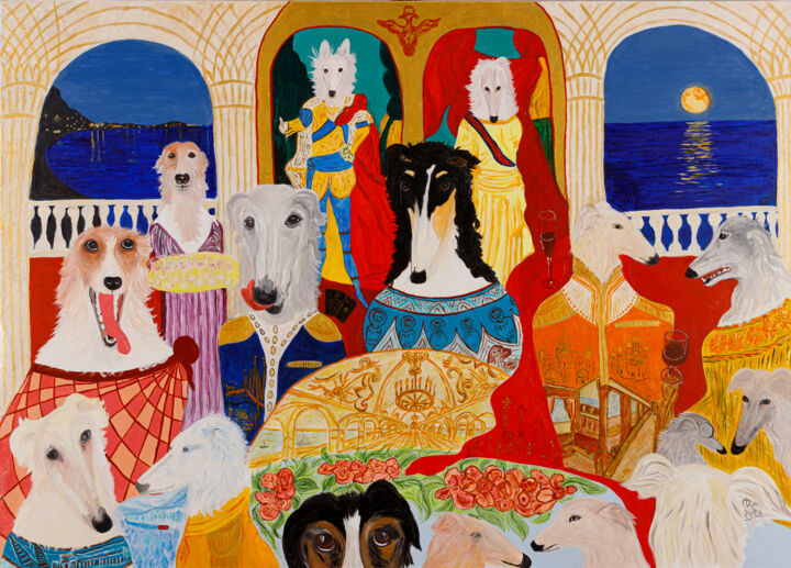 Peinture intitulée "Dîner chez les Barz…" par Murielle Lucie Clément, Œuvre d'art originale, Huile