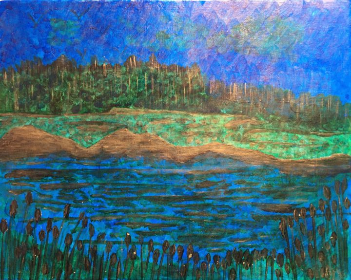 Peinture intitulée "Le Lac de Châteaume…" par Murielle Lucie Clément, Œuvre d'art originale, Huile