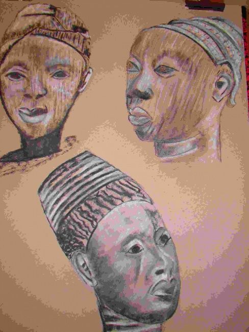 Peinture intitulée "portraits africains" par Murielle Liebgott, Œuvre d'art originale