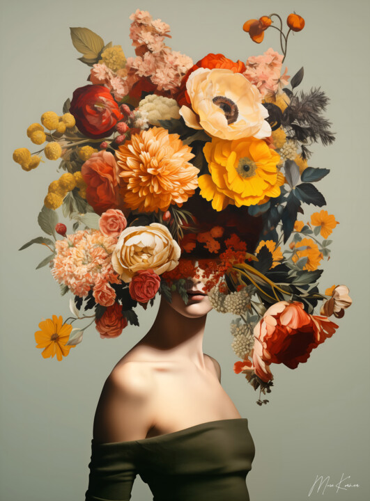 Arts numériques intitulée "FLORAL" par Muse Korner, Œuvre d'art originale, Collage numérique