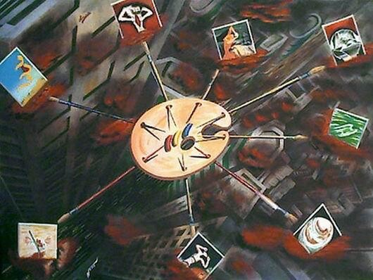 Painting titled "Save Our Souls!" by Mushtaq Noor, Original Artwork, Oil
