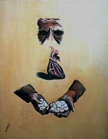 Painting titled "The Blackener" by Mushtaq Noor, Original Artwork, Oil