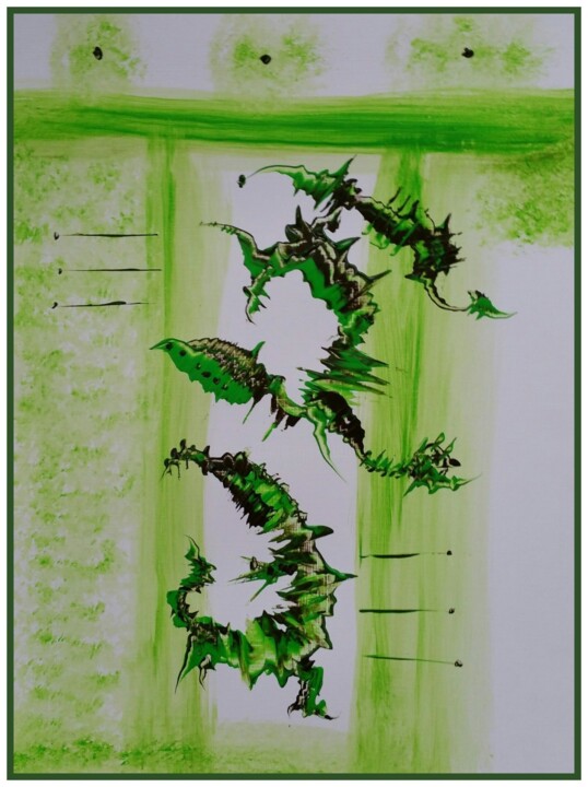 Peinture intitulée "Vert  pomme" par Musica, Œuvre d'art originale