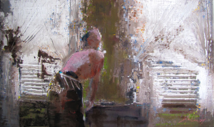 Painting titled "Woman by the Kitche…" by Dmitri Matkovsky, Original Artwork, Acrylic