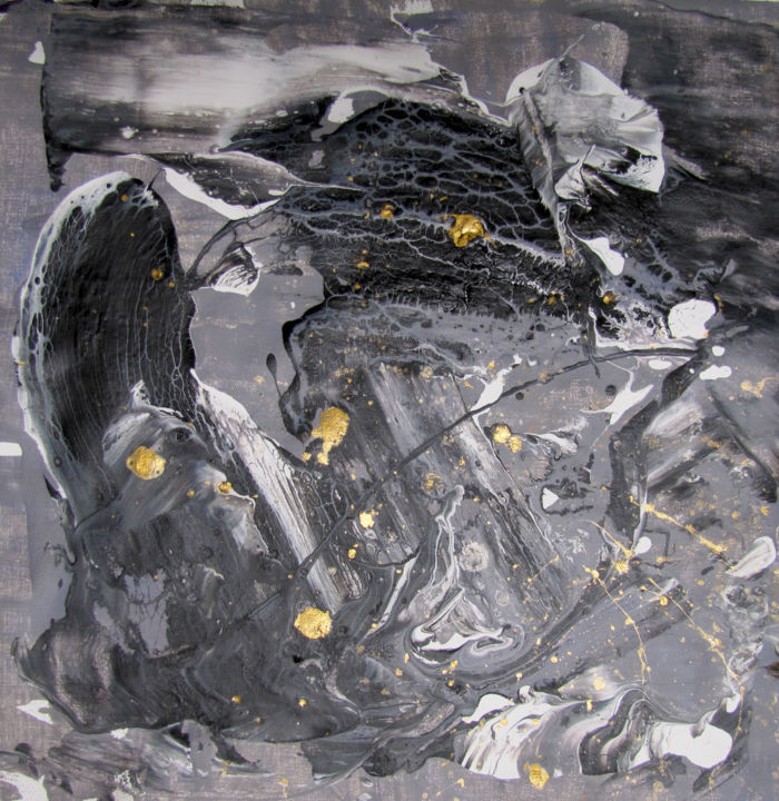 Schilderij getiteld "Beating Gold Air 2,…" door Dmitri Matkovsky, Origineel Kunstwerk, Acryl