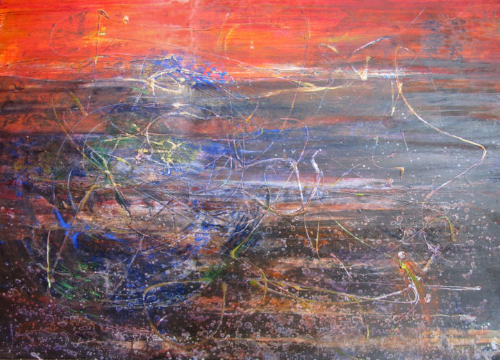 Schilderij getiteld "The end of dusk on…" door Dmitri Matkovsky, Origineel Kunstwerk, Acryl