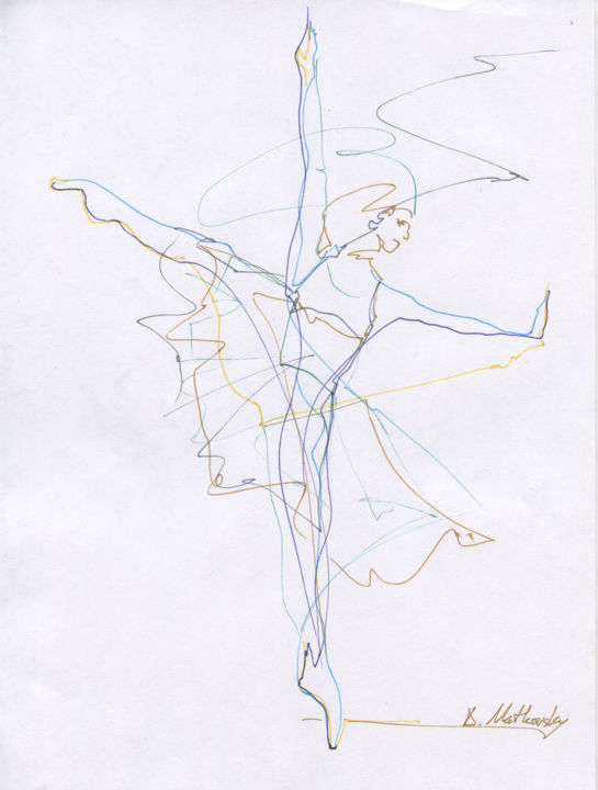 Drawing titled "Ballet 3, Dance, Ru…" by Dmitri Matkovsky, Original Artwork, Ink