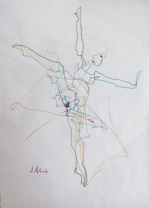 Painting titled "Ballet 4, Dance, Ru…" by Dmitri Matkovsky, Original Artwork, Ink