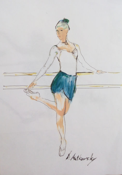 Painting titled "Ballet 4, Dance, Ru…" by Dmitri Matkovsky, Original Artwork, Ink