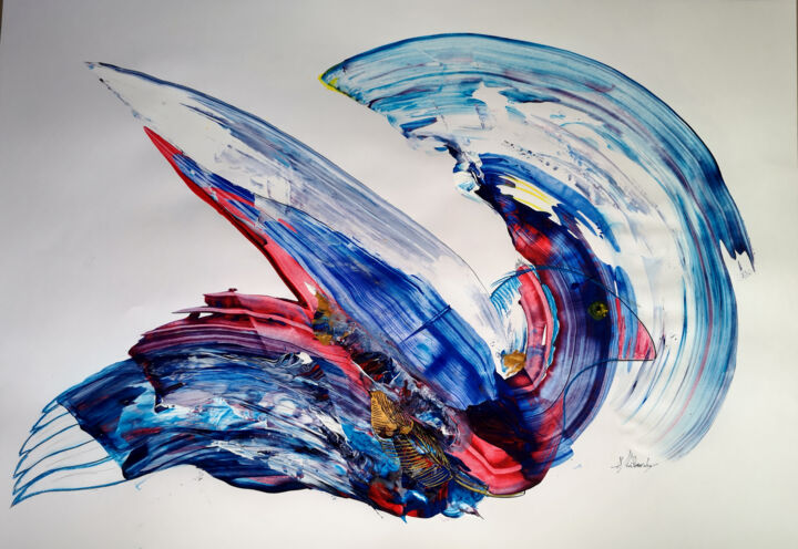 Malerei mit dem Titel "Dove of Peace - 和平鸽" von Dmitri Matkovsky, Original-Kunstwerk, Acryl
