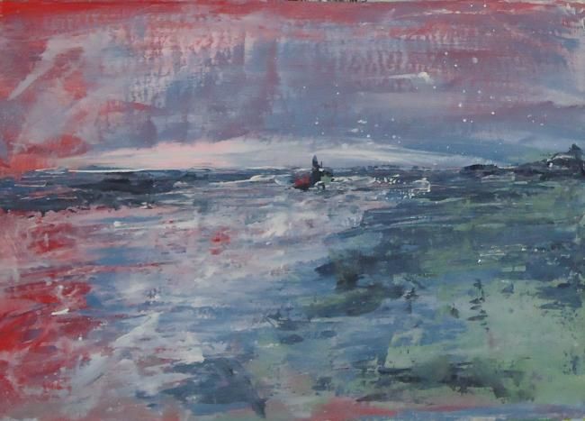 Painting titled "Night sea" by Dmitri Matkovsky, Original Artwork, Oil