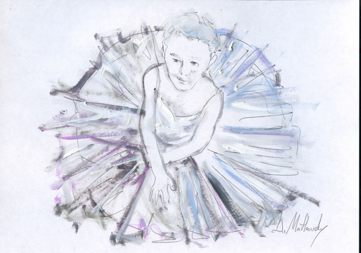 Painting titled "Kid's Ballet 8, Dan…" by Dmitri Matkovsky, Original Artwork, Ink