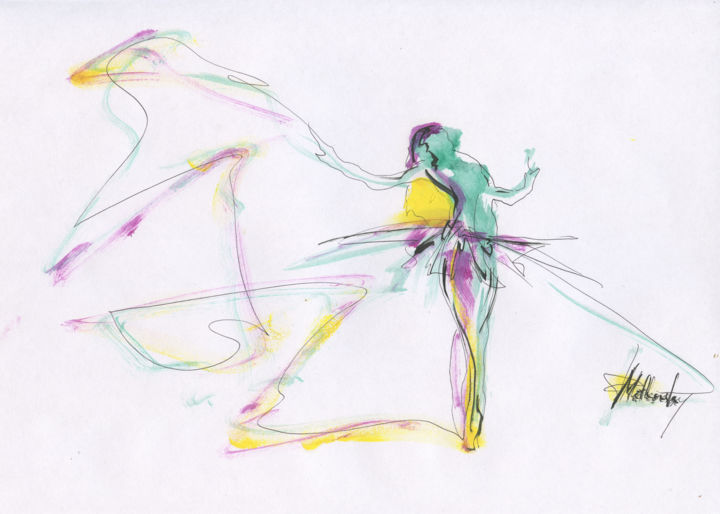 Painting titled "Butterfly Dance, Ba…" by Dmitri Matkovsky, Original Artwork, Ink