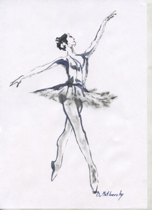 Peinture intitulée "Ballet 1, Dance, Ru…" par Dmitri Matkovsky, Œuvre d'art originale, Encre