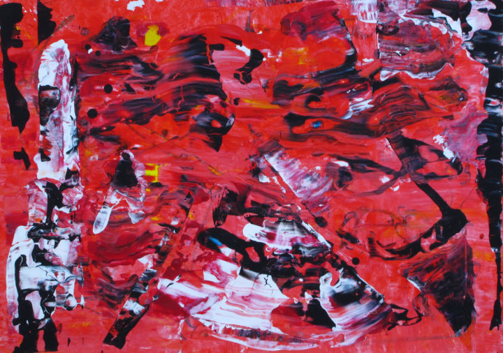 Painting titled "Red on Black - Big…" by Dmitri Matkovsky, Original Artwork, Acrylic