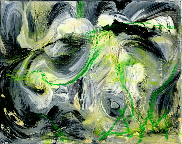 Painting titled "Green Water Cave -…" by Dmitri Matkovsky, Original Artwork, Acrylic