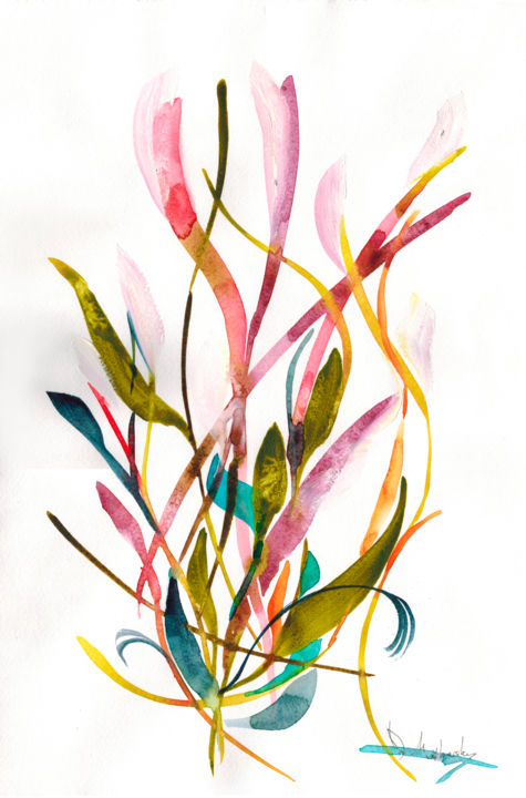 Painting titled "Unknown Flower 3 -…" by Dmitri Matkovsky, Original Artwork, Acrylic
