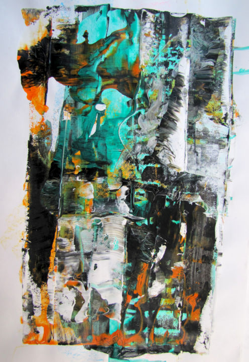 Painting titled "Turquoise Veins, Ab…" by Dmitri Matkovsky, Original Artwork, Acrylic