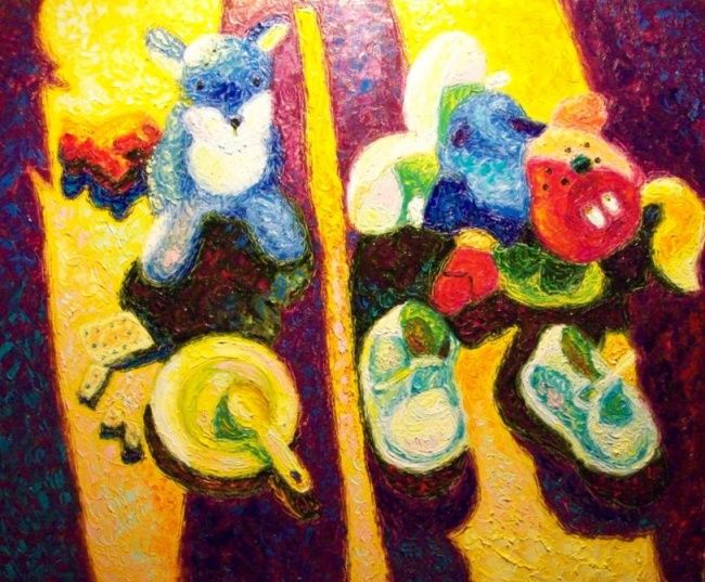 Pintura intitulada "Куда ушло детство…" por Julia Musina, Obras de arte originais, Óleo
