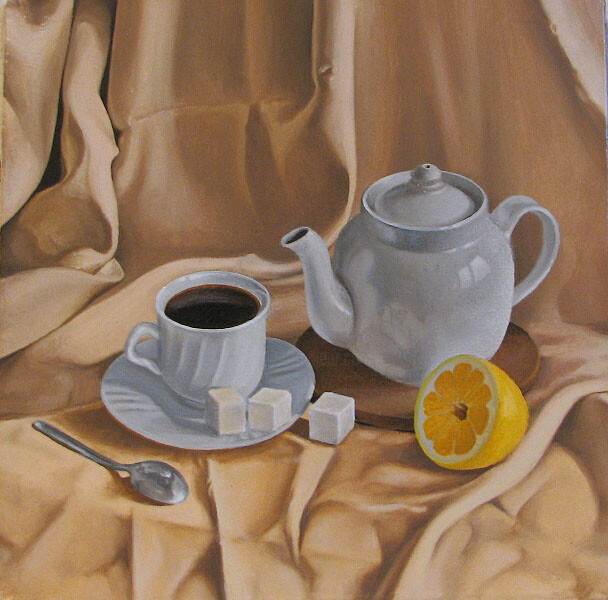 Pintura titulada "чаепитие" por Muslim Liutfaliev, Obra de arte original