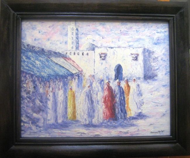 Painting titled "Près de la Mosqué" by Mustapha Farmati, Original Artwork