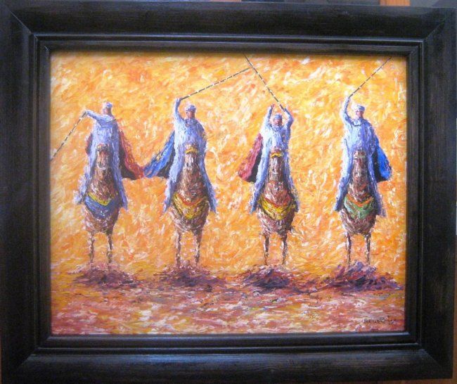 Painting titled "Fantasia Marocaine" by Mustapha Farmati, Original Artwork