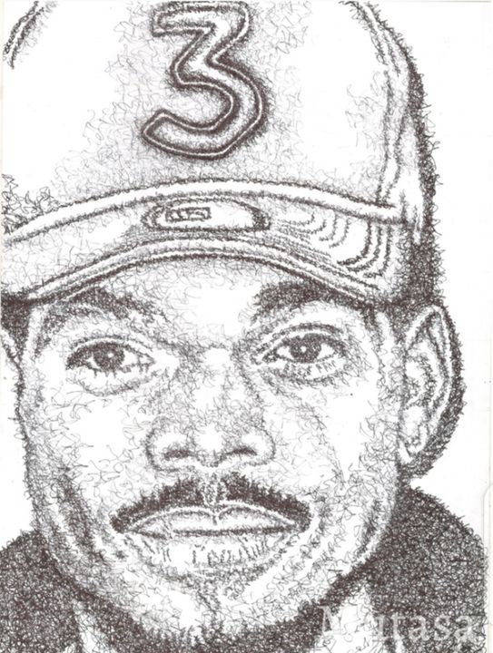 Drawing titled "Chance the rapper" by Mutasa Juma, Original Artwork, Ballpoint pen