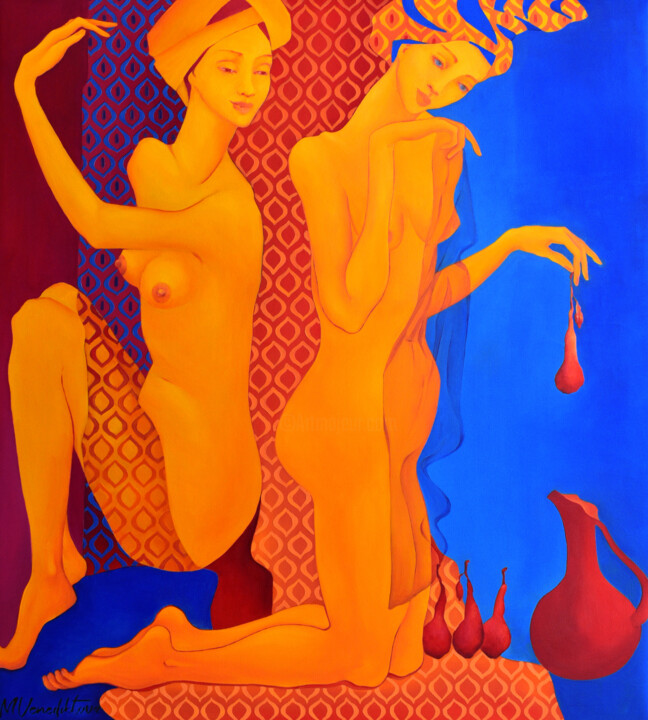 Peinture intitulée "Tired of the heat" par Marina Venediktova, Œuvre d'art originale, Huile