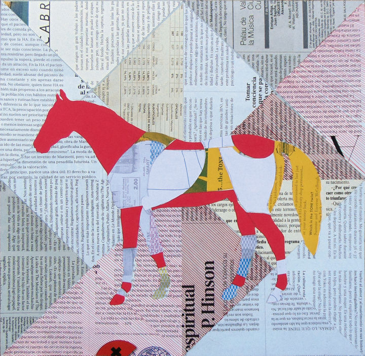 Κολάζ με τίτλο "Collage_72_Horse" από Manel Villalonga, Αυθεντικά έργα τέχνης, Κολάζ