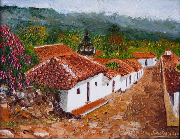 Pittura intitolato "Guane, Colombia" da Marina Viñoly Apaolaza, Opera d'arte originale, Olio Montato su Altro pannello rigido