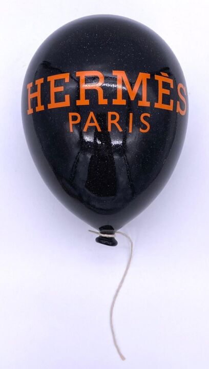 Sculpture intitulée "BALLON HERMES black…" par Mvr, Œuvre d'art originale, Céramique