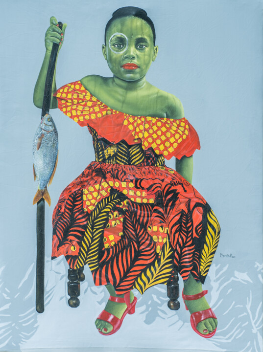 Malerei mit dem Titel "Moponami" von David Mwayila, Original-Kunstwerk, Öl
