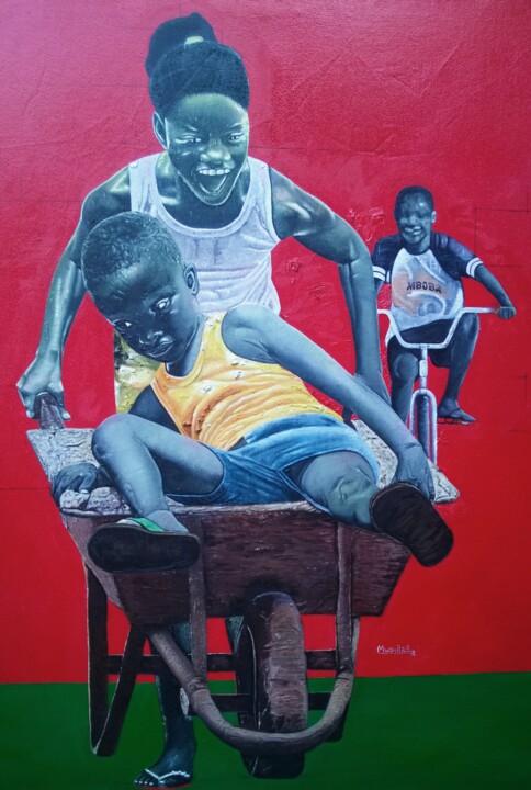 Malerei mit dem Titel "Détermination" von David Mwayila, Original-Kunstwerk, Öl