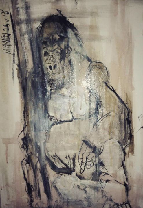 Malerei mit dem Titel "gorilla boring" von Myarasm, Original-Kunstwerk, Acryl