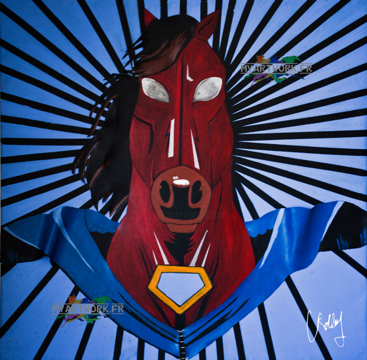 Peinture intitulée "Super Horse 3D" par Charlotte Rolley, Œuvre d'art originale, Acrylique