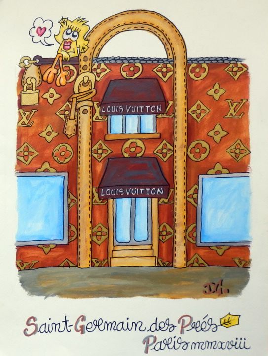 Painting titled ""Boutique Louis Vui…" by David Manuel Garcia, Original Artwork, Acrylic