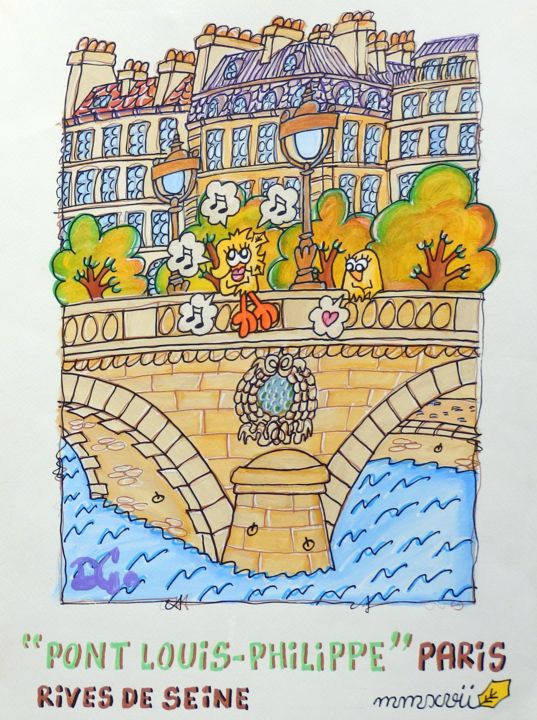 Картина под названием ""Le pont Louis-Phil…" - David Manuel Garcia, Подлинное произведение искусства, Акрил