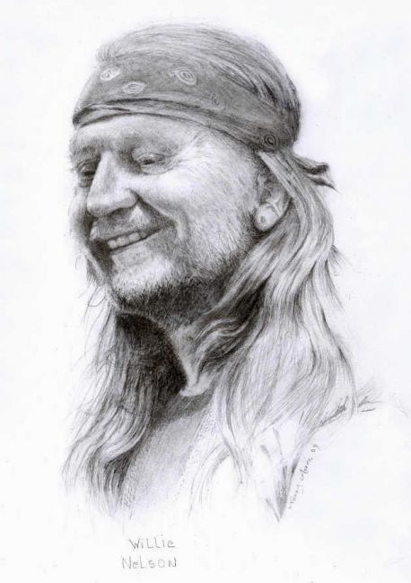 Drawing titled "Willie Nelson" by Branbuds, Original Artwork, Other