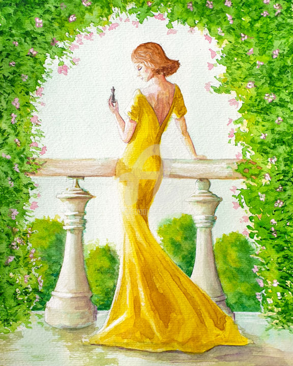 Peinture intitulée "The Queen" par Myha, Œuvre d'art originale, Aquarelle