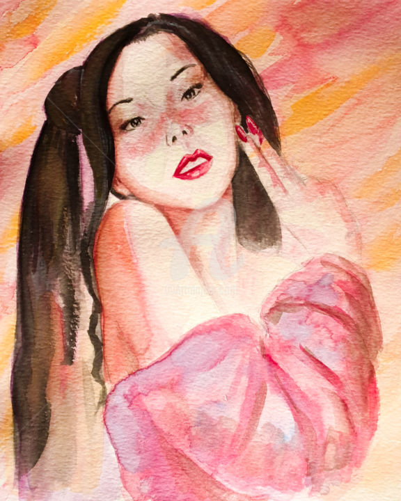 Peinture intitulée "Bella Bella" par Myha, Œuvre d'art originale, Aquarelle