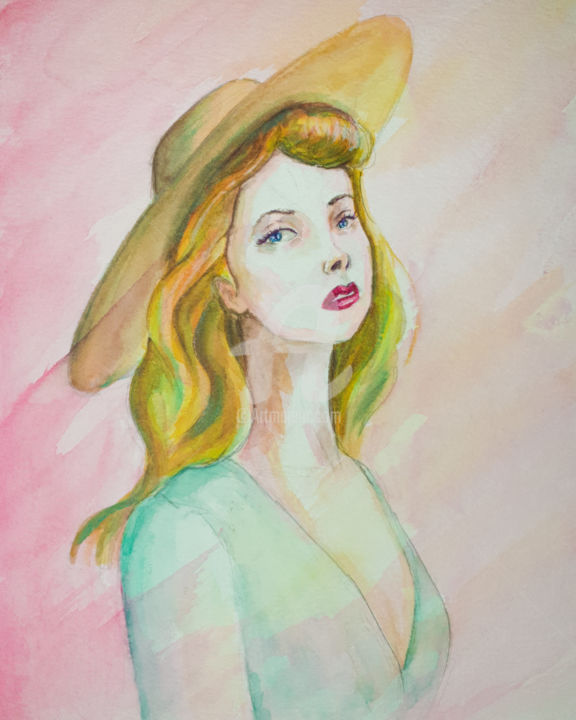 Peinture intitulée "Isabelle" par Myha, Œuvre d'art originale, Aquarelle