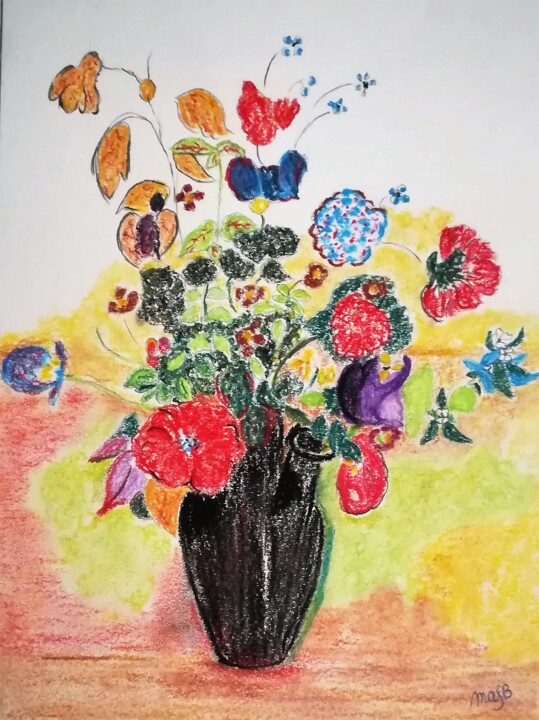 Dibujo titulada "Bouquet, d'après Od…" por Myind, Obra de arte original, Pastel