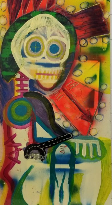 Painting titled "Skulleosis" by Myk Condra, Original Art, Acrylic