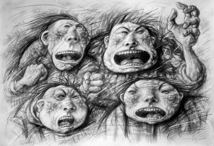 Zeichnungen mit dem Titel "SINGERS" von Mykhailo Semashyn, Original-Kunstwerk